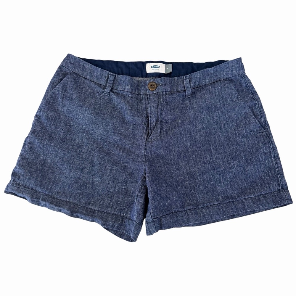 Old Navy Everyday Hot Shorts Sz 8 Mid Rise Linen Blend Summer Vacation Classic